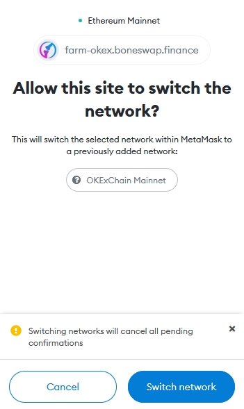 Boneswap switch to okex network